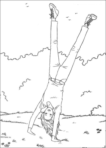 Barbie Turning Upside Down Coloring page