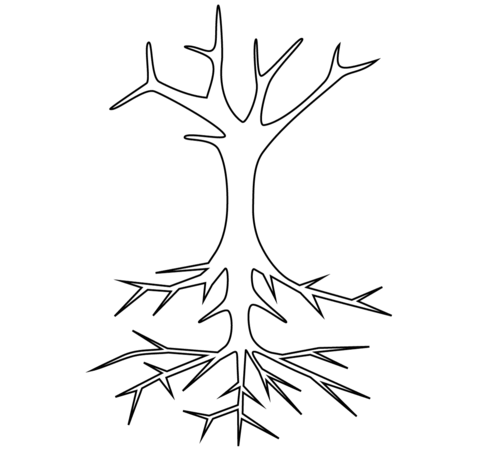 Bare Tree with Roots Coloring page