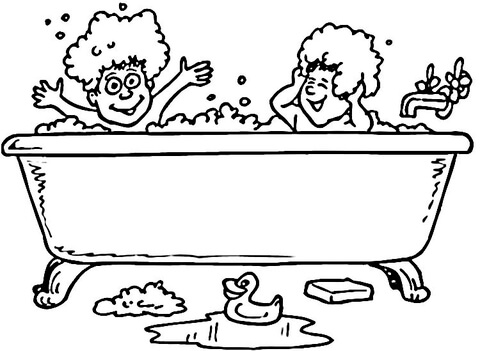 Bath and Rubber Ducks  Coloring page