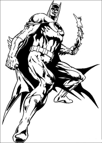 Batman holding boomerang Coloring page
