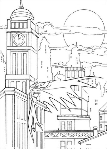 Batman in Gotham city Coloring page