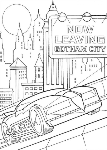 Batman Is Leaving Gotham City  Coloring page