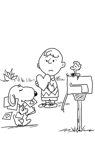 Be my Valentine Charlie Brown Coloring page