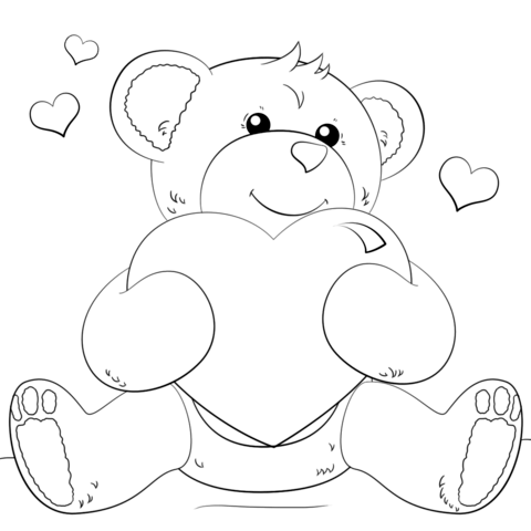 Cute Bear with Heart Coloring page