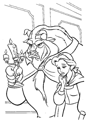 Beauty And The Beast With LumiГЁre  Coloring page