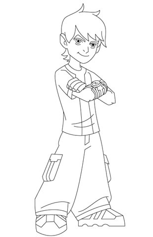 Little Ben 10 Looks Cool With His Arms Folded Coloring page