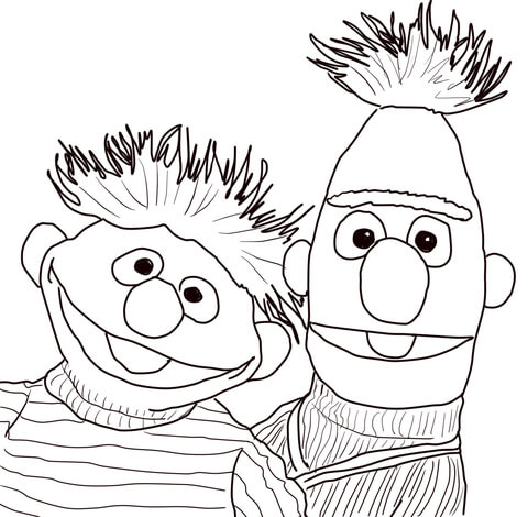 Bert and Ernie Portrait Coloring page