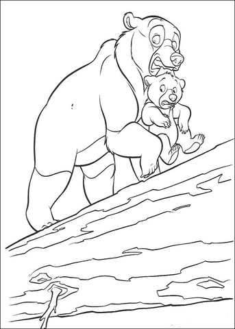 Big Bear Protects Little Bear Coloring page