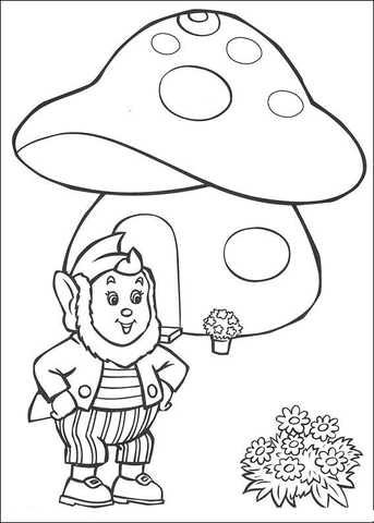 Big-Ears And The Mushroom House  Coloring page