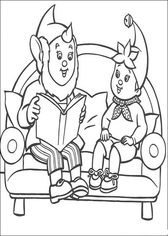 Big-Ears Reads a story to Noddy  Coloring page