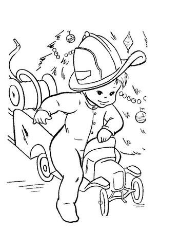Billy Rides His Fire Truck  Coloring page