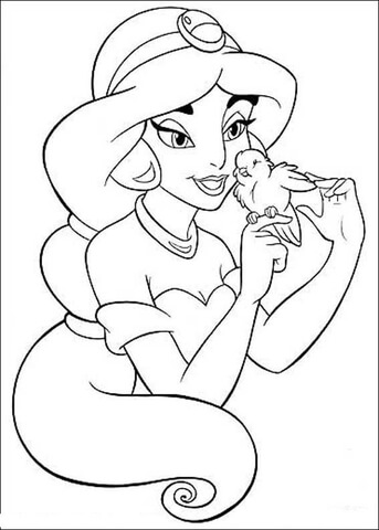 Bird And Jasmine  Coloring page