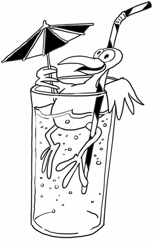 Bird Is Having A Drink Coloring page