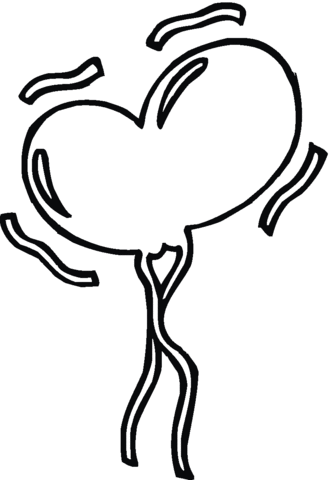 Heart-shaped birthday balloons Coloring page