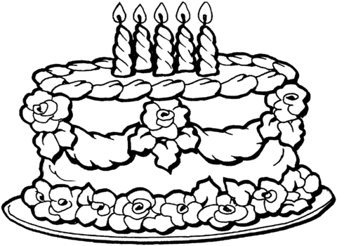 Big birthday cake Coloring page