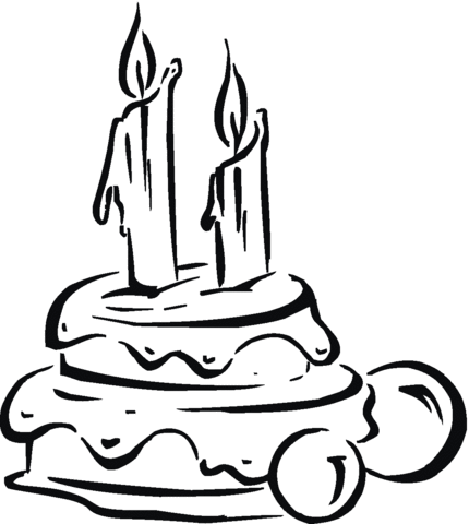 Birthday cake with candles Coloring page