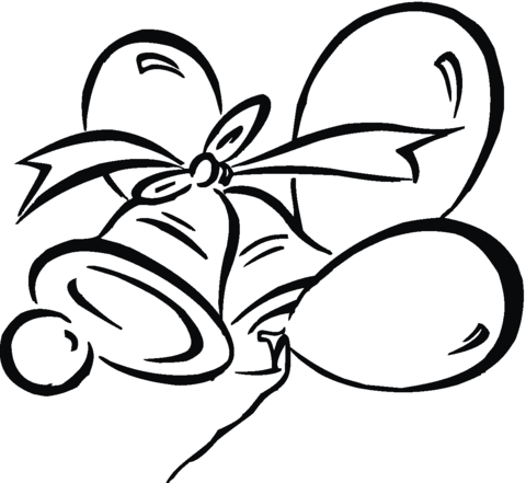 Birthday balloons and bells Coloring page