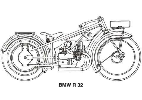 BMW R32 Motorcycle Coloring page