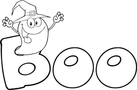 A ghost says "Boo" Coloring page