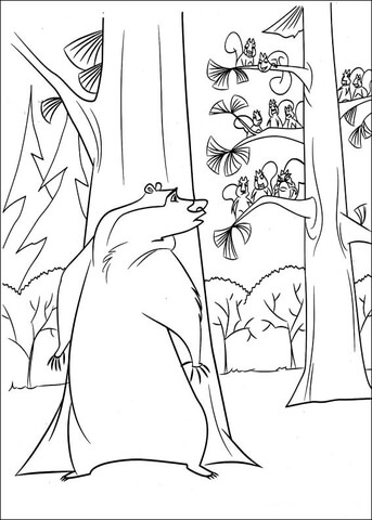 Boog Is Hiding Behind The Tree  Coloring page