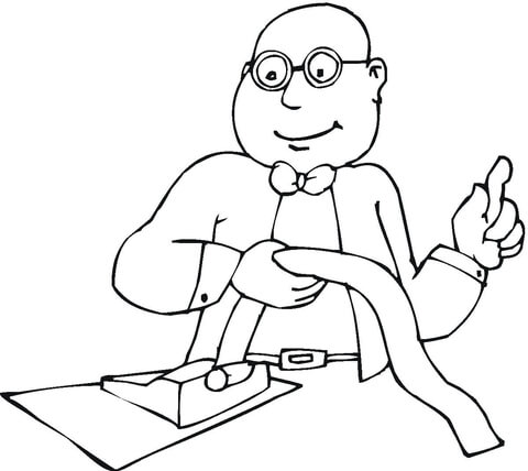 Bookkeeper At Work  Coloring page