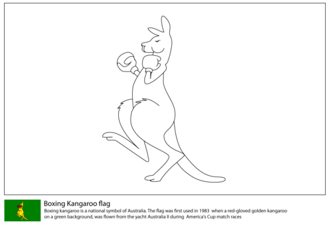 Boxing Kangaroo Flag Coloring page