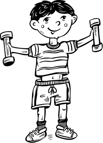 Boy Exercising Coloring page