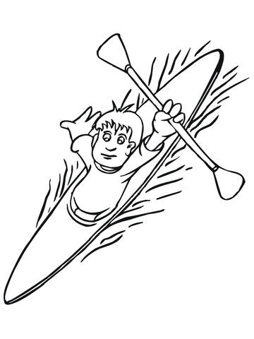 Boy Floating on Kayak Coloring page