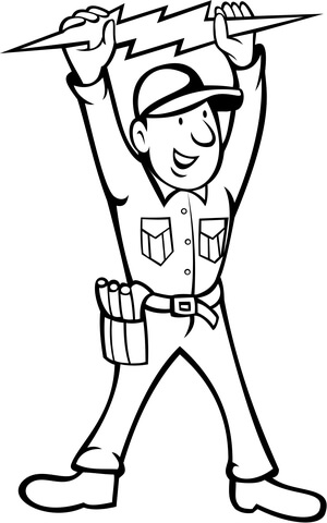 Brave Electrician Coloring page