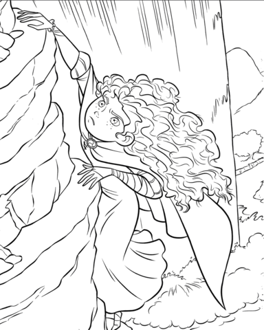 Brave Merida is Climbing The Rock Coloring page