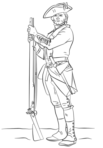 British Revolutionary War Soldier Coloring page