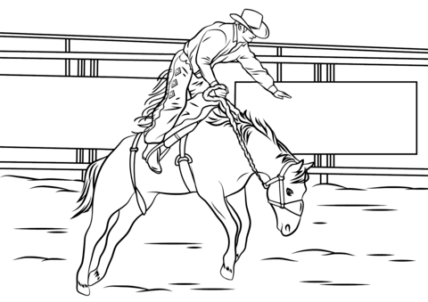 Bronc Riding Rodeo Coloring page