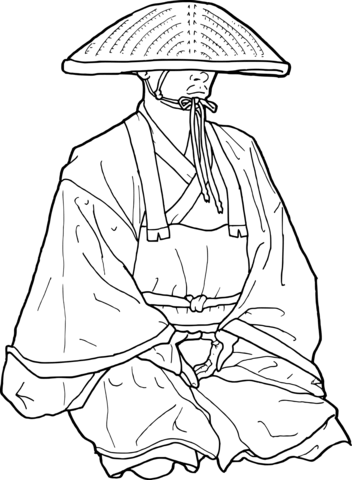Japanese Buddhist Monk Coloring page