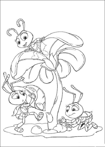 Bugs on a flower Coloring page