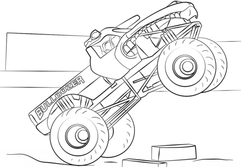 Bulldozer Monster Truck Coloring page