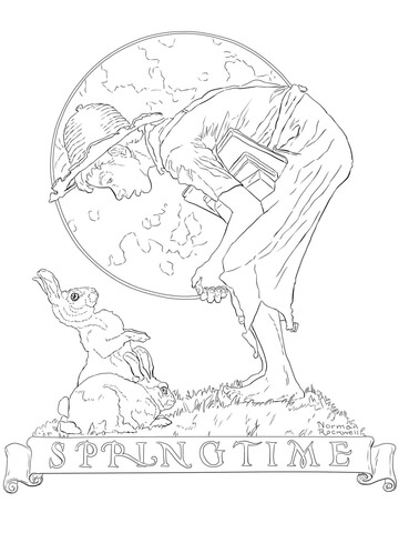 Bunny Boy by Norman Rockwell Coloring page