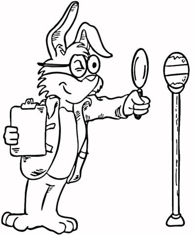 Bunny Has Magnifying Glass  Coloring page
