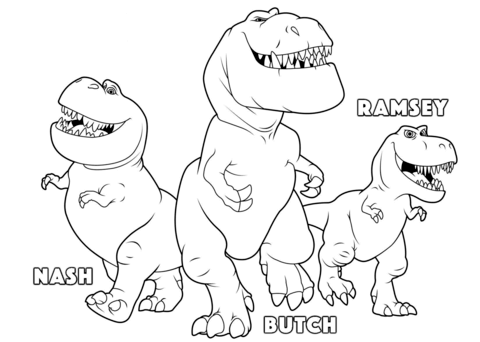 Butch, Ramsey and Nash from The Good Dinosaur Coloring page