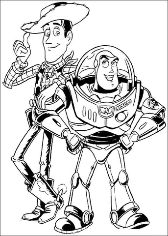 Buzz Lightyear And Woody Sheriff  Coloring page