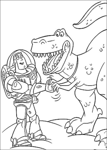Buzz Lightyear With Rex  Coloring page