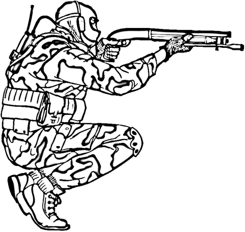 Soldier in Camouflage Coloring page