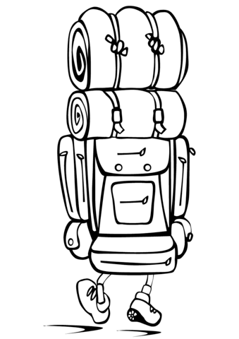 Camping Backpack Coloring page