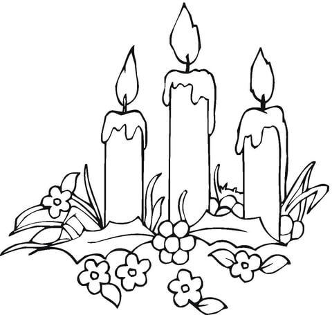 Candles with Flowers  Coloring page