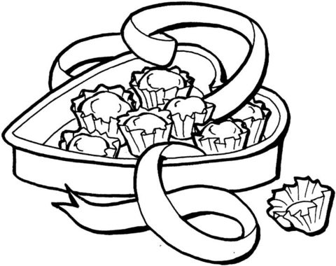 Heart-shape Candy Box  Coloring page