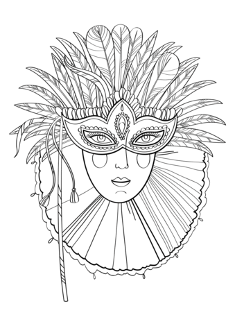 Beautiful Lady in Carnival Mask Coloring page