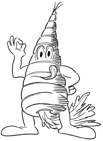 Cartoon-like Carrot character Coloring page