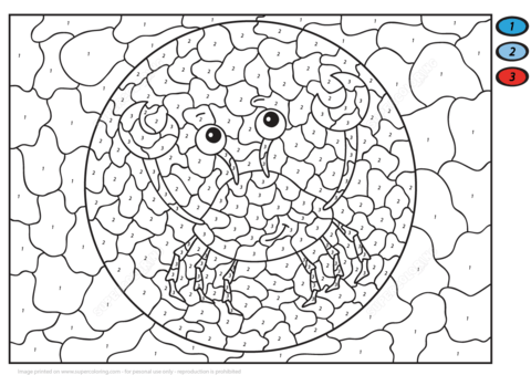 Cartoon Crab Color by Number Coloring page