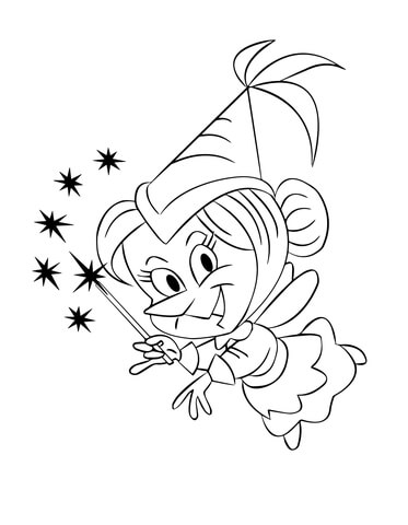 Cartoon Fairy with a Magic Stick Coloring page