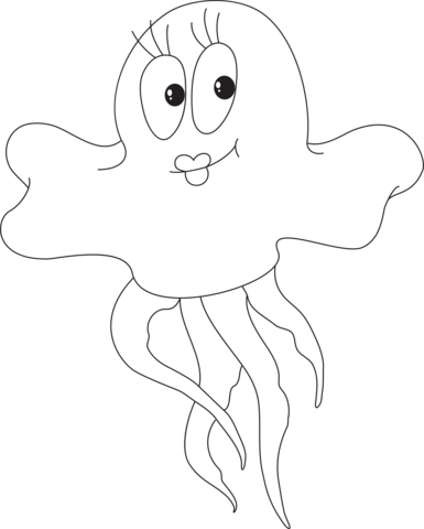 Cartoon Jellyfish Coloring page