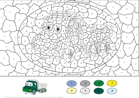 Lorry Color by Number Coloring page